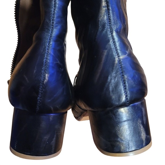 Gee WaWa Anthropologie Distressed Black & Gold Lava Ankle Boots Boho Steampunk - Picture 3 of 11